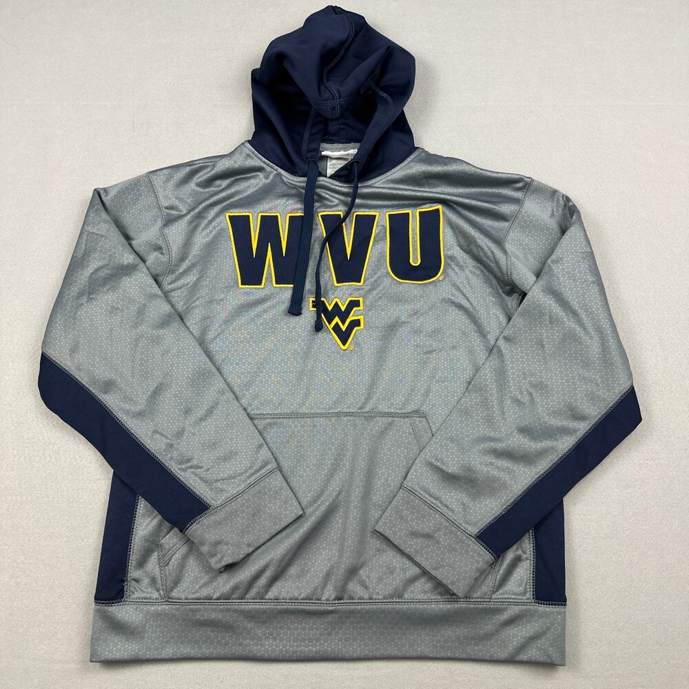 West Virginia Mountaineers Hoodie Men Medium Gray Majestic Sweatshirt NCAA M